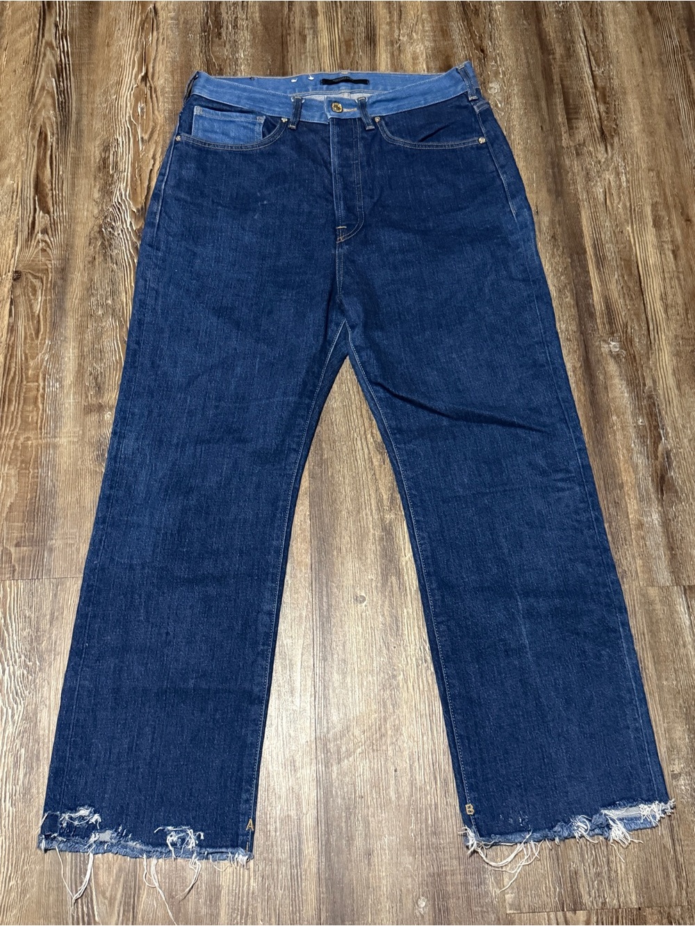 Scotch & Soda Boyfriend Jeans Women's 27 Raw Hem High Rise Cropped Fit Two Tone